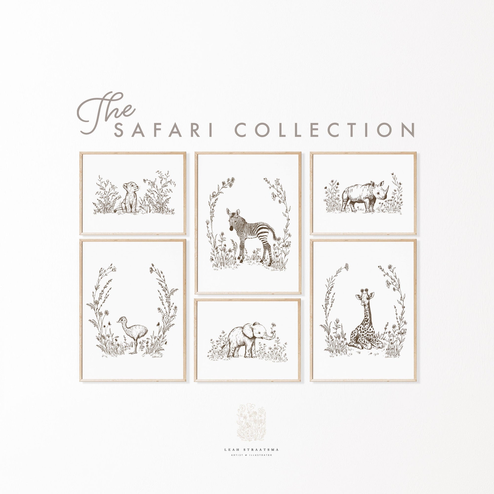 The Safari Collection - Hand-Drawn Animal Prints for Nurseries & Kids’ Rooms
