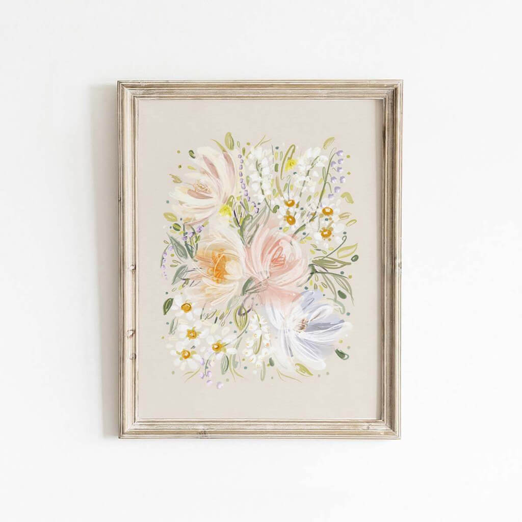 Pretty watercolour art print of florals and botanicals from artist Leah Straatsma
