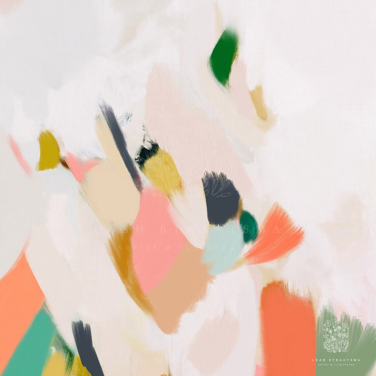 Close-up of playful painterly textures with layered colours and expressive brush details in a modern abstract art style.