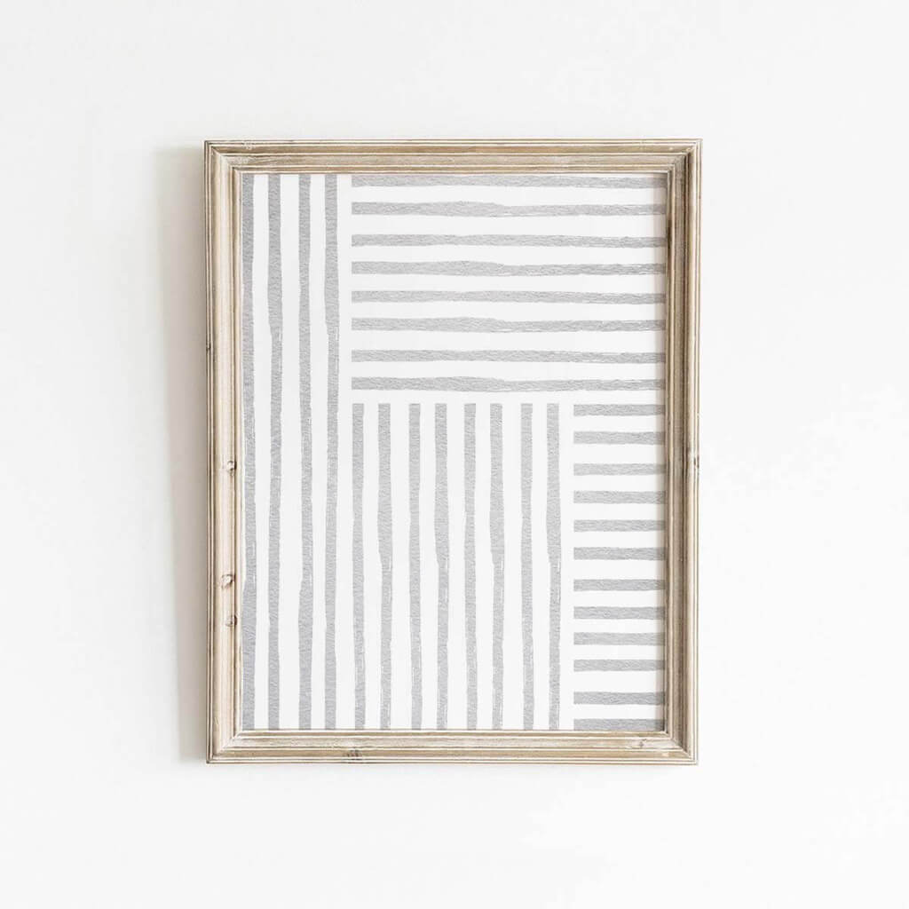 Textured grey stripes lie in various directions to create a classic piece.