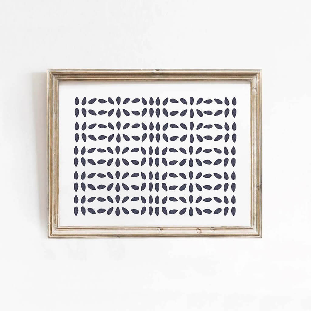 Watercolour ink droplet art in navy by artist Leah Straatsma