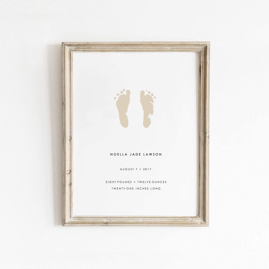 Footprint Keepsake Neutral Colour Print by Little Lief Creative