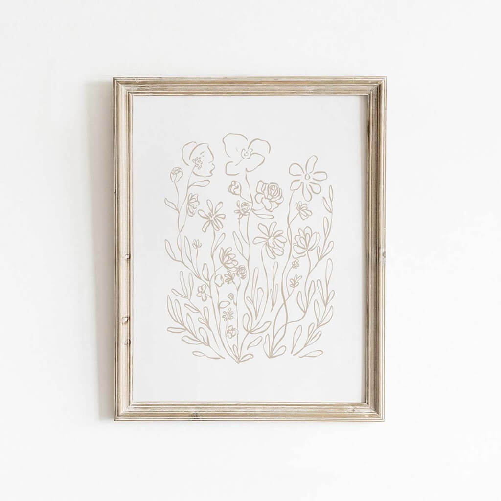 Pretty illustration of wildflowers, roses and leaves by Leah Straatsma
