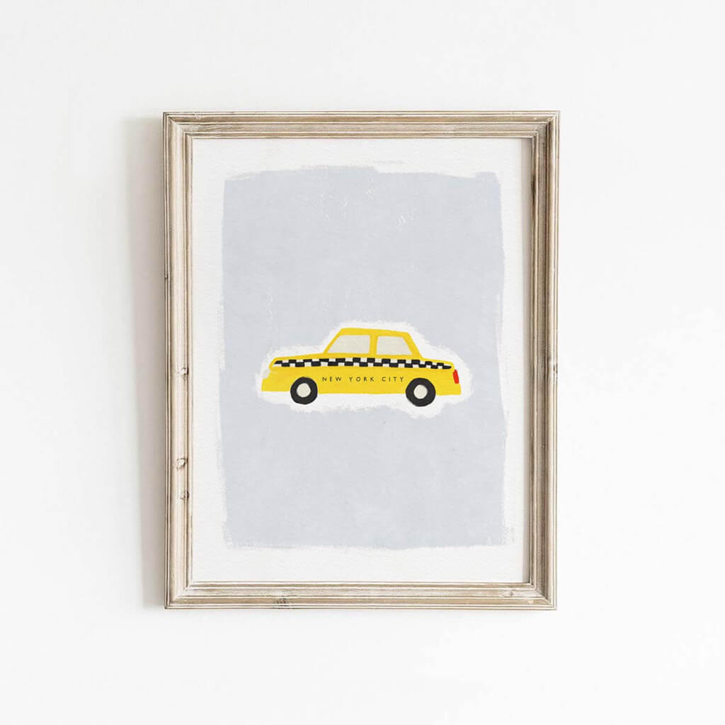 Original illustration of a yellow New York City taxi cab from Leah Straatsma
