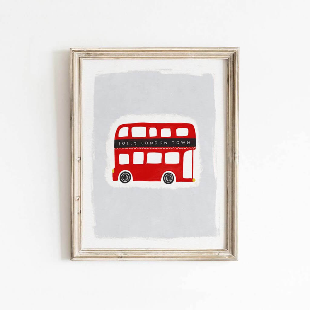 Original illustration of a cute red double decker bus from London by Leah Straatsma